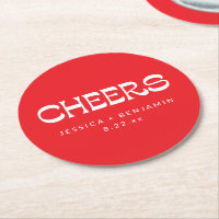 Prost Groovy Rot Weiße Typografie Namen Hochzeit