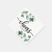 Prost - Grünzeug Eukalyptus Kalligrafie Hochzeit Serviette (Ecke)