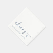 Prost Handschrift & Herz Dusty Blue Hochzeit Serviette (Ecke)