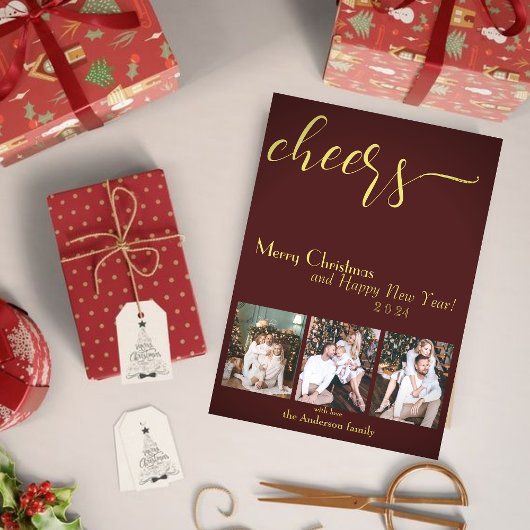 Prost! Happy New Year 2024 Script Holiday Card Einladung