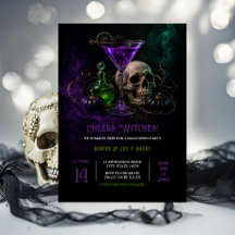 Prost Hexen Halloween-Party-Einladung Purpur M