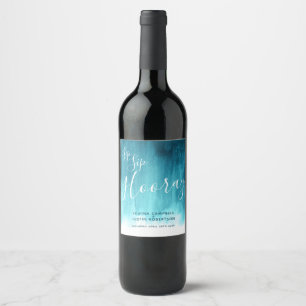 Prost Hochzeit dunkle Teal-Aqua-Wein-Etiketten Weinetikett