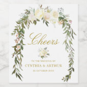 PROST | Hochzeit von Elfenbein Weinetikett (Einzelnes Label)