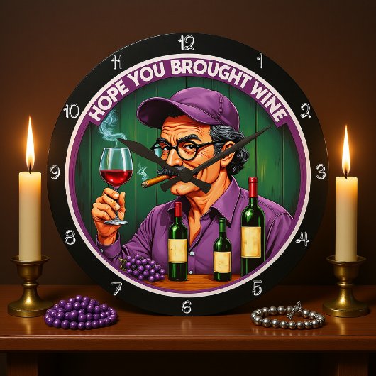 Prost! Illustration von Wein und Zigarren Große Wanduhr