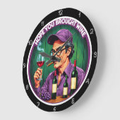 Prost! Illustration von Wein und Zigarren Große Wanduhr (Winkel)