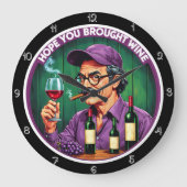 Prost! Illustration von Wein und Zigarren Große Wanduhr (Vorderseite)