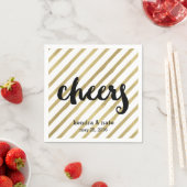 Prost | Imitate Gold Stripe Wedding Verlobung Serviette (Beispiel)
