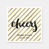 Prost | Imitate Gold Stripe Wedding Verlobung Serviette (Vorderseite)