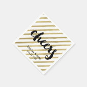 Prost | Imitate Gold Stripe Wedding Verlobung Serviette (Ecke)