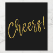 Prost! Imitate Goldfolie und Schwarzer Wein Weinetikett (Einzelnes Label)