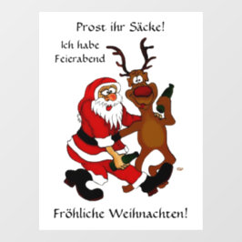Prost it bags - Frohe Weihnachten! Deutscher Text Fensteraufkleber