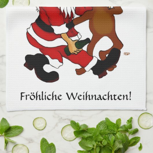 Prost it bags - Frohe Weihnachten! Deutscher Text Geschirrtuch (Gefaltet)