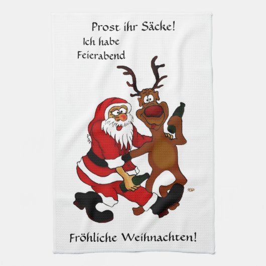 Prost it bags - Frohe Weihnachten! Deutscher Text Geschirrtuch (Vertikal)