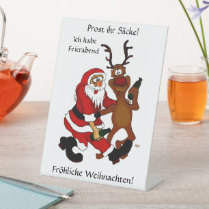 Prost it bags - Frohe Weihnachten! Deutscher Text Sockelschild