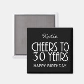 Prost! JEDES ALTER oder JAHRE Black Sq Geburtstags Magnet (Vorderseite/Rückseite)
