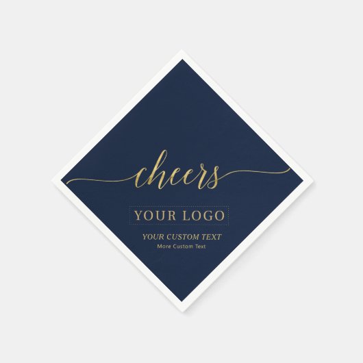Prost | Kundenspezifischer Text für Gold- und Navy Serviette (Ecke)