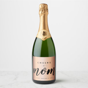 Prost Mama Faux Roségold Modern Minimalistisch Schaumweinetikett
