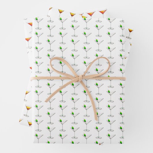 Prost! Martini Manhattan Cosmopolitan Cocktails Geschenkpapier Set (Beispiel)