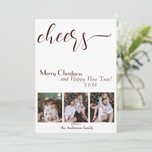 Prost! Mary Christmas Modern Script Holiday Card Einladung (Stehend Vorderseite)