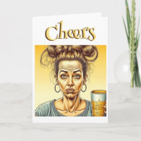 Prost! Messy Bun Holding a Stich Beer Birthday