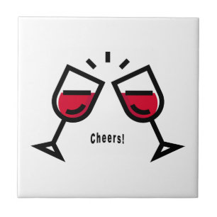 Prost mit süßen roten Weingläsern Design Fliese