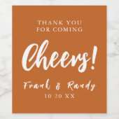 Prost! Moderne Minimalistische Boho Terracota Hoch Weinetikett (Einzelnes Label)