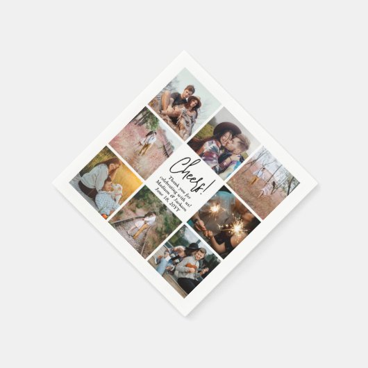 Prost! Moderne Script- und Foto Collage Wedding Serviette (Ecke)