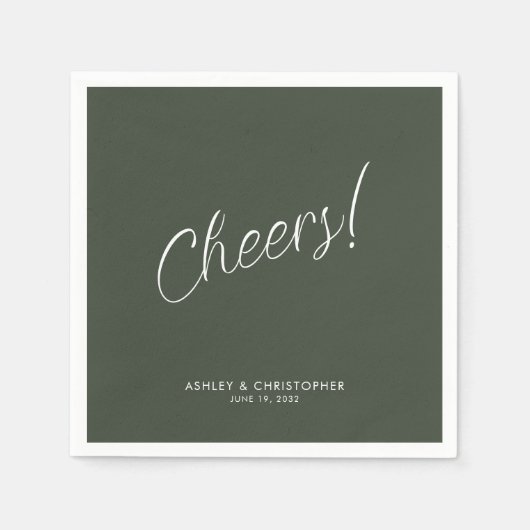 Prost! Moss Green Minimal für jeden Occasion Cockt Serviette (Vorderseite)