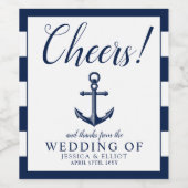 Prost! Nautical Anchor Hochzeit individuell angepa Weinetikett (Einzelnes Label)