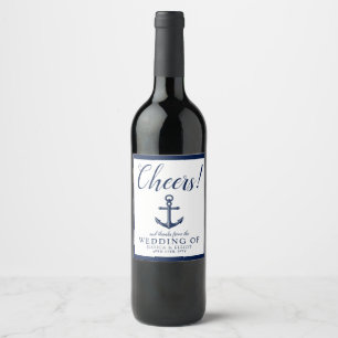 Prost! Nautical Anchor Hochzeit individuell angepa Weinetikett