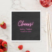 Prost! Neon Pink Modern Graduation Party Serviette (Beispiel)