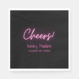 Prost! Neon Pink Modern Graduation Party Serviette