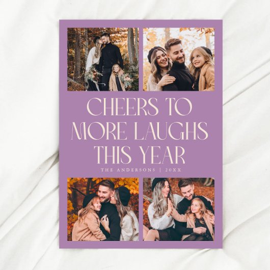PROST Neujahr Flieder Multi Foto Feiertagskarte