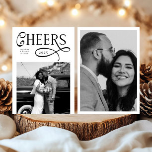 Prost Neujahr Modern Chic Stilvoll 2 Foto Feiertagskarte