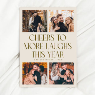 Prost Neujahrs-Creme-Mehrfachfoto Feiertagskarte