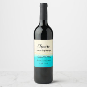 Prost Ocean Shore Beach Thema Weinetikett