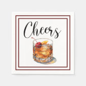 Prost Old Fashioned Schriftzug Rand Serviette (Vorderseite)