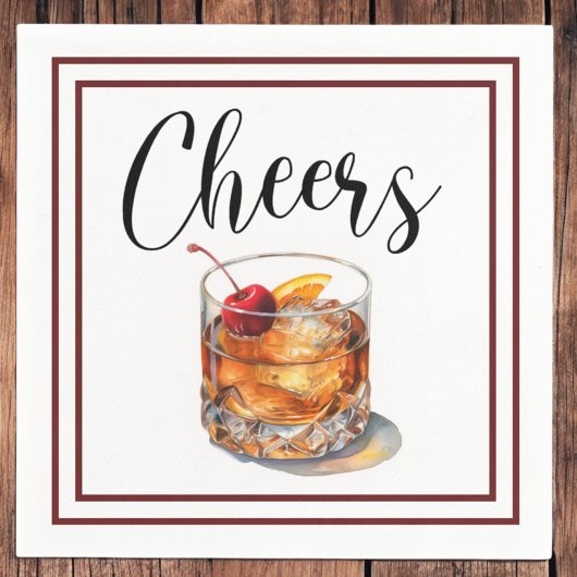 Prost Old Fashioned Schriftzug Rand Serviette