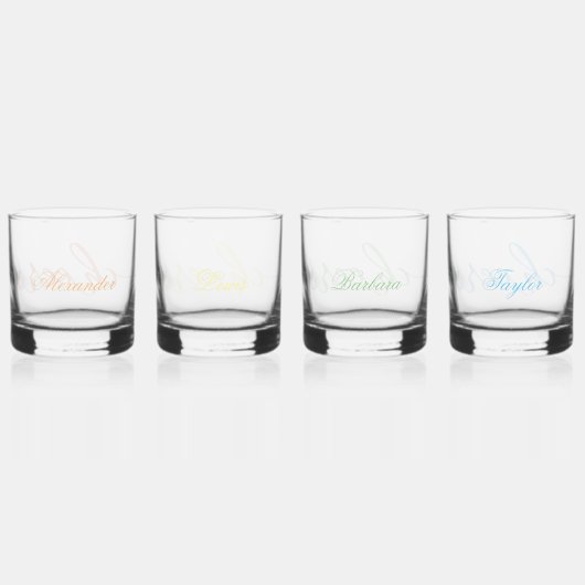 PROST! - Pastel Rainbow Fun Typografie mit Namen Whiskyglas (Hinten)