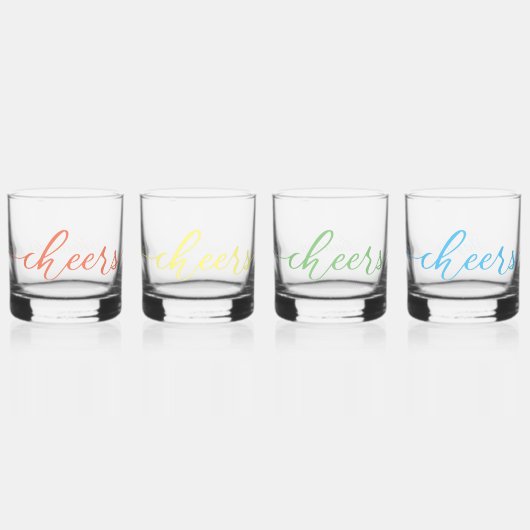 PROST! - Pastel Rainbow Fun Typografie mit Namen Whiskyglas (Vorderseite)