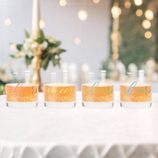 PROST! - Pastel Rainbow Fun Typografie mit Namen Whiskyglas (Insitu (Hochzeit))