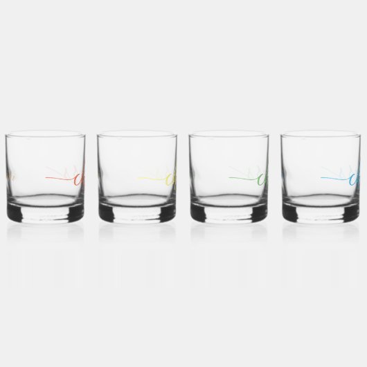 PROST! - Pastel Rainbow Fun Typografie mit Namen Whiskyglas (Rechts)