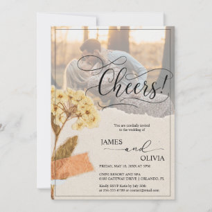 Prost! Personalisiertes Foto Rustikale Hochzeit Einladung