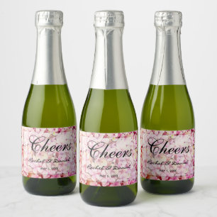 Prost   Pink Hydrangeas Floral Botanical Mini Schaumweinetikett