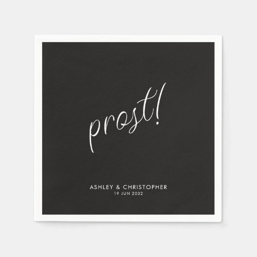 Prost! Rauch Schwarz Minimal jeden Anlass Cocktail Serviette (Vorderseite)