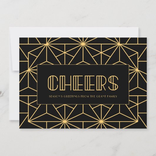 Prost Retro Art Deco Feiertage Karte (Vorderseite)