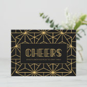 Prost Retro Art Deco Feiertage Karte (Stehend Vorderseite)