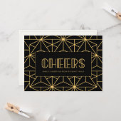 Prost Retro Art Deco Feiertage Karte (Vorderseite/Rückseite Beispiel)