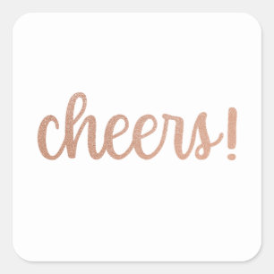 Prost! Rose Gold Glitzer Script Sticker