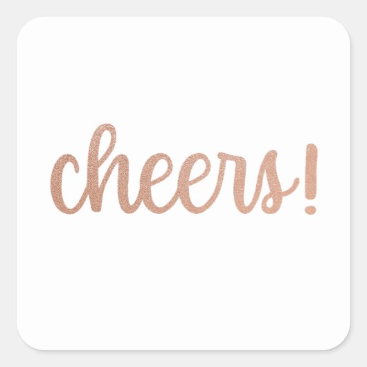 Prost! Rose Gold Glitzer Script Sticker (Vorderseite)